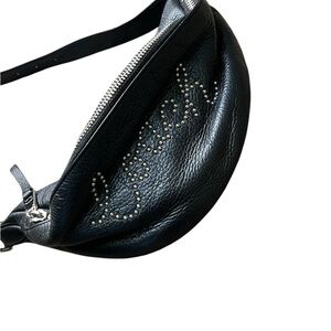 Black Leather Studded Women's Bag